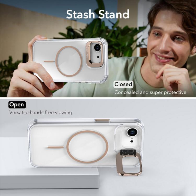 For iPhone 17e / 16e Bright Color Clear MagSafe Lens Frame Holder Phone Case