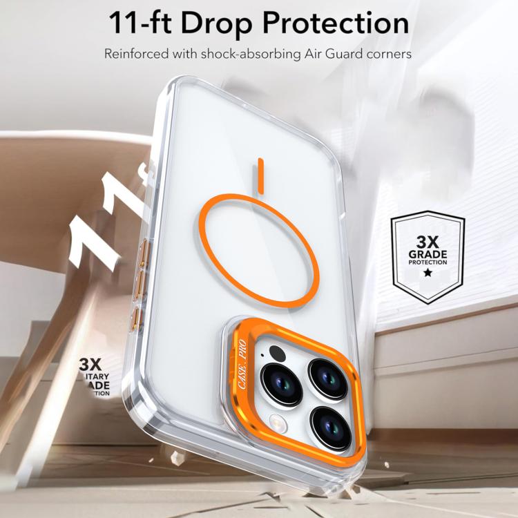 For iPhone 16 Pro Max Bright Color Clear MagSafe Lens Frame Holder Phone Case