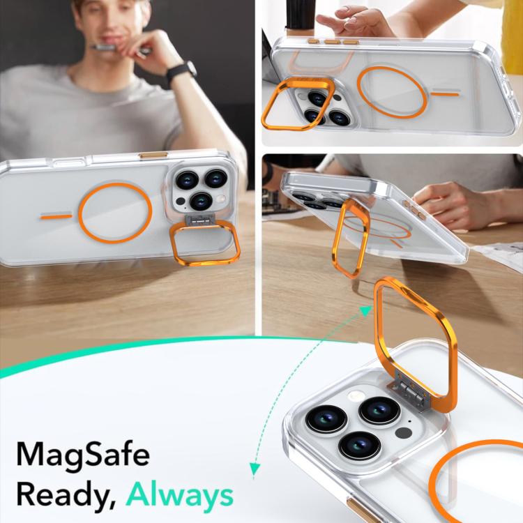 For iPhone 16 Pro Max Bright Color Clear MagSafe Lens Frame Holder Phone Case