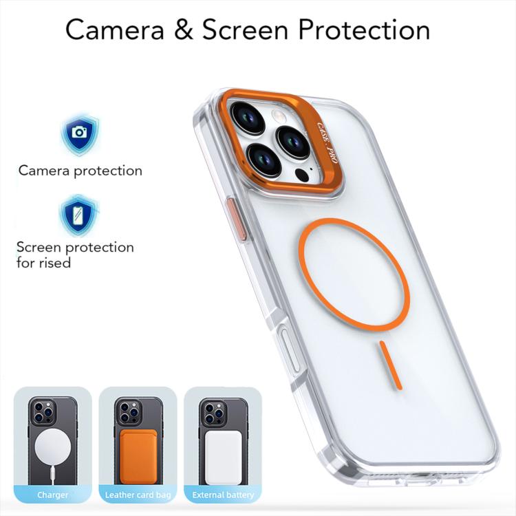 For iPhone 16 Pro Max Bright Color Clear MagSafe Lens Frame Holder Phone Case