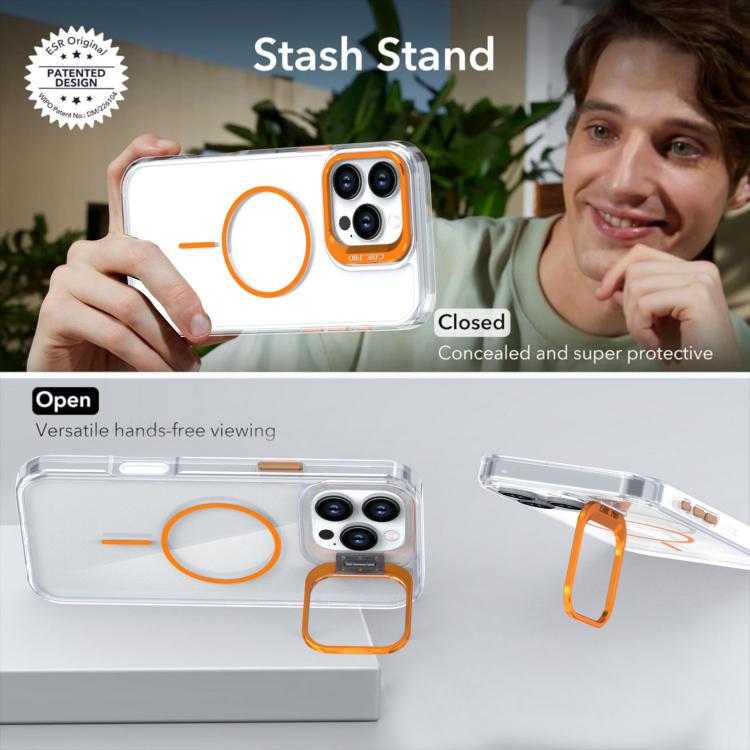 For iPhone 16 Pro Max Bright Color Clear MagSafe Lens Frame Holder Phone Case