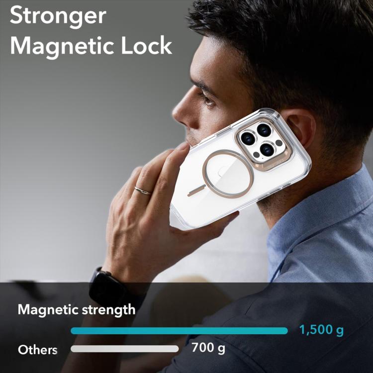 For iPhone 16 Pro Bright Color Clear MagSafe Lens Frame Holder Phone Case