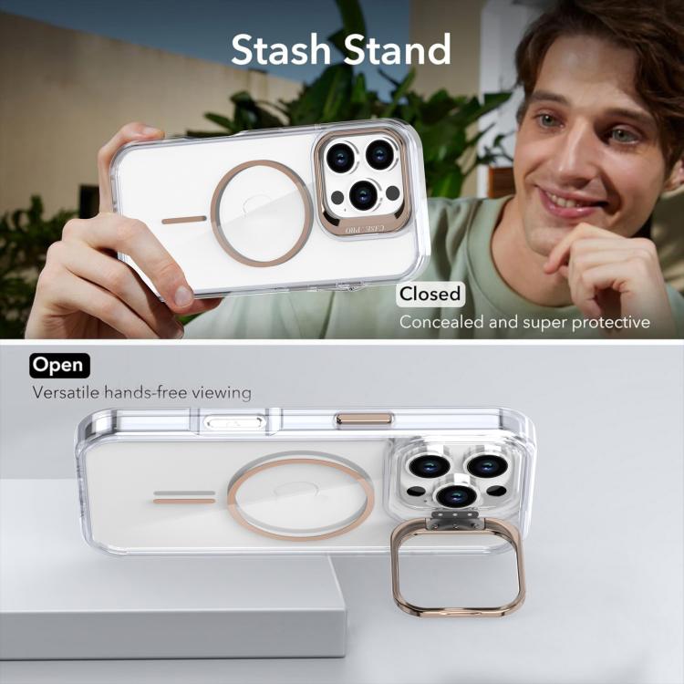 For iPhone 16 Pro Bright Color Clear MagSafe Lens Frame Holder Phone Case