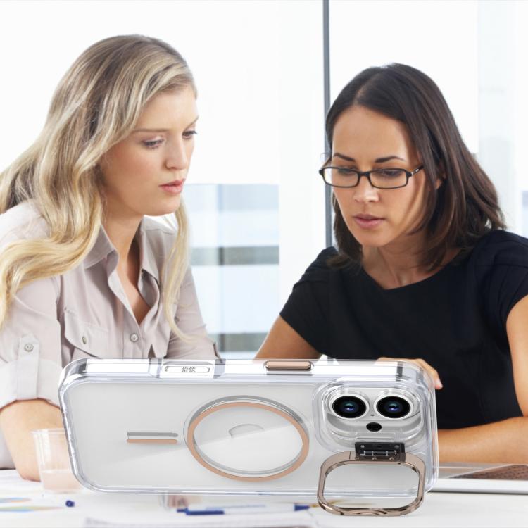 For iPhone 16 Bright Color Clear MagSafe Lens Frame Holder Phone Case