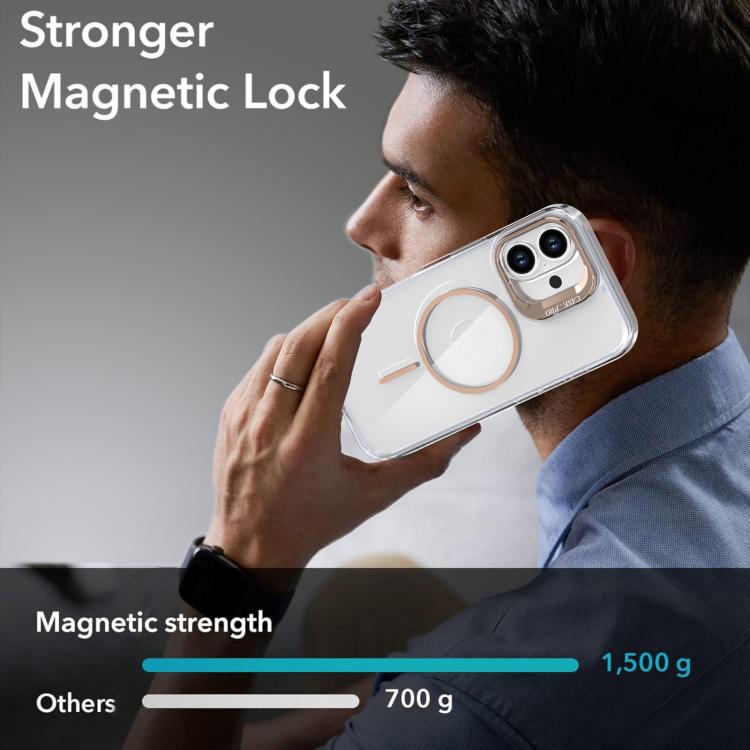 For iPhone 16 Bright Color Clear MagSafe Lens Frame Holder Phone Case