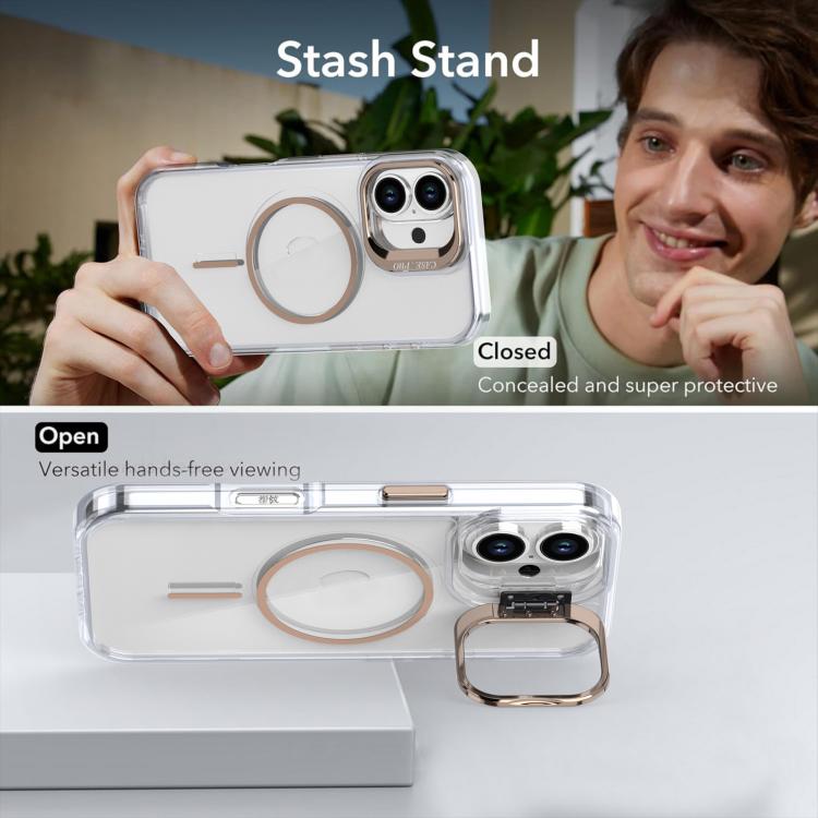 For iPhone 16 Bright Color Clear MagSafe Lens Frame Holder Phone Case
