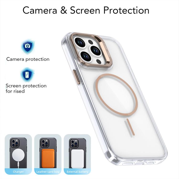 For iPhone 12 Pro Max Bright Color Clear MagSafe Lens Frame Holder Phone Case