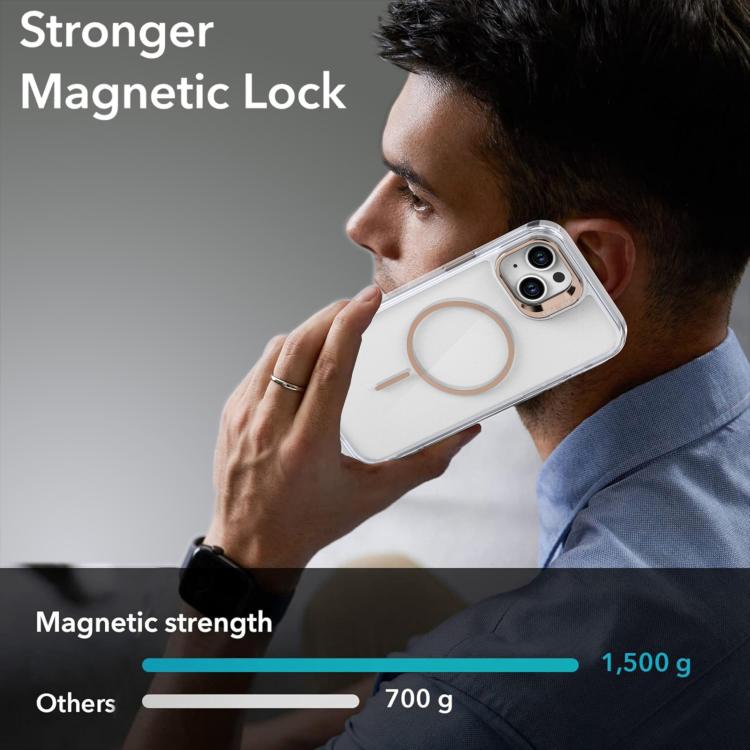 For iPhone 11 Bright Color Clear MagSafe Lens Frame Holder Phone Case