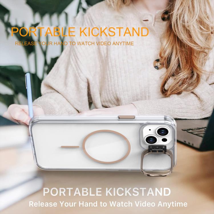 For iPhone 11 Bright Color Clear MagSafe Lens Frame Holder Phone Case