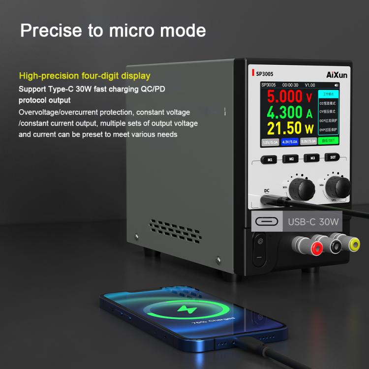 Aixun SP3005 Intelligent Interconnection CNC Programmable DC Power Supply, Plug:EU Plug