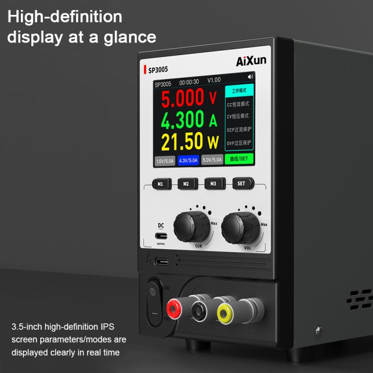 Aixun SP3005 Intelligent Interconnection CNC Programmable DC Power Supply, Plug:EU Plug