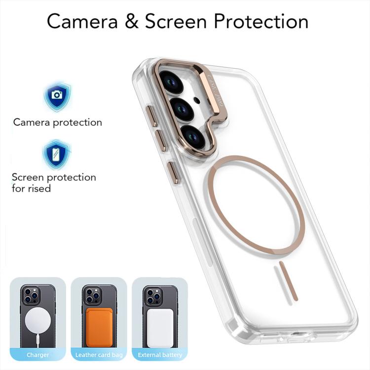 For Samsung Galaxy S25+ / S24+ 5G Bright Color Clear MagSafe Lens Frame Holder Phone Case