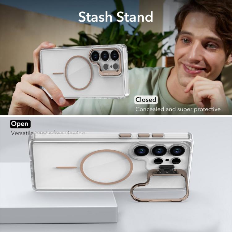 For Samsung Galaxy S24 Ultra 5G Bright Color Clear MagSafe Lens Frame Holder Phone Case