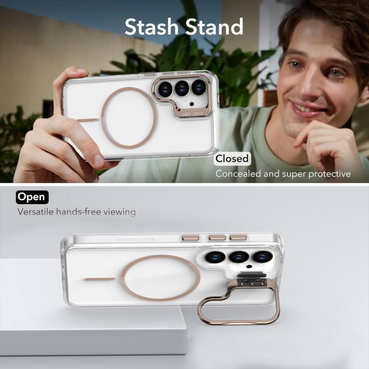 For Samsung Galaxy S23 5G Bright Color Clear MagSafe Lens Frame Holder Phone Case