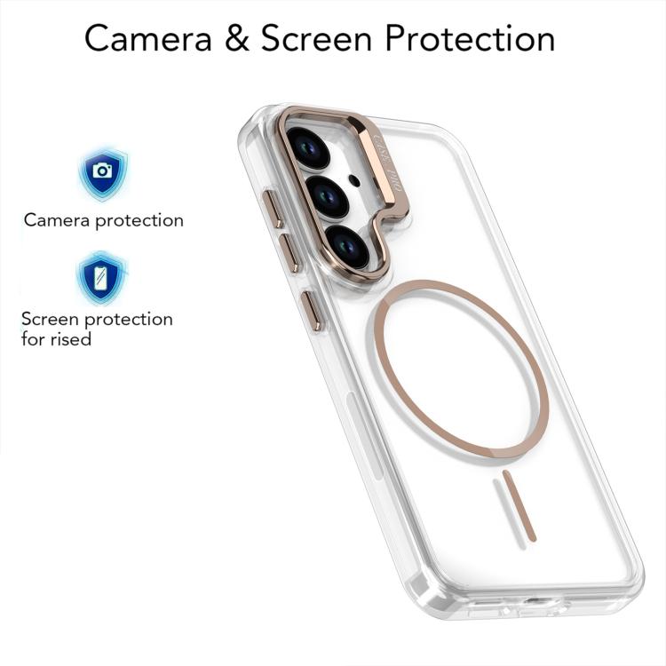 For Samsung Galaxy S23 5G Bright Color Clear MagSafe Lens Frame Holder Phone Case