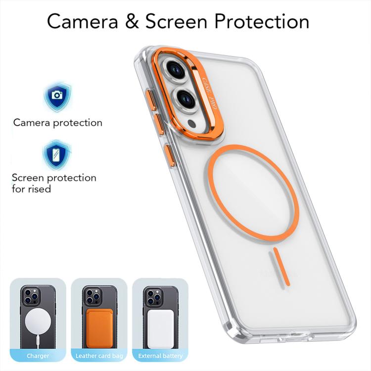 For Samsung Galaxy S25 Edge 5G Bright Color Clear MagSafe Lens Frame Holder Phone Case