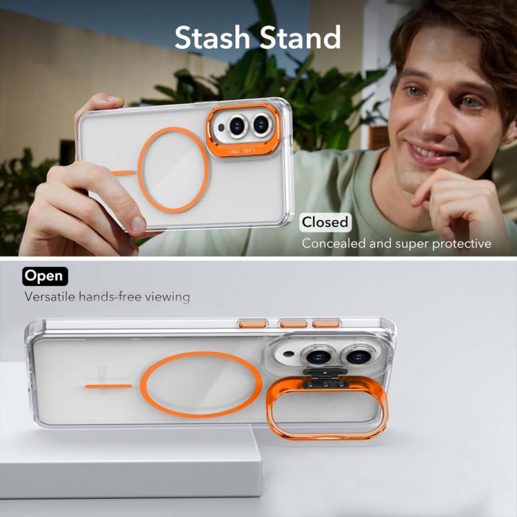 For Samsung Galaxy S25 Edge 5G Bright Color Clear MagSafe Lens Frame Holder Phone Case