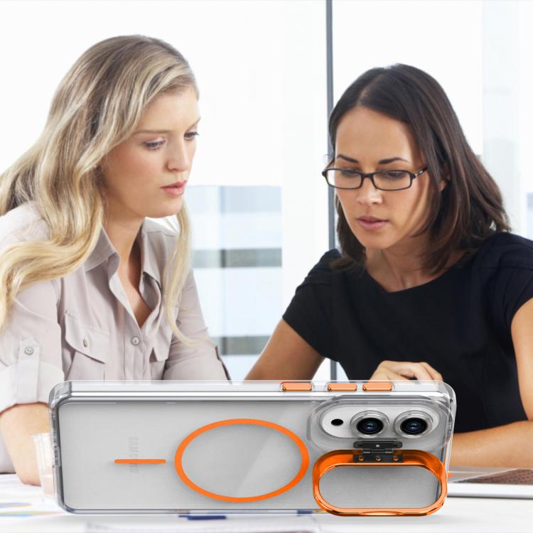 For Samsung Galaxy S25 Edge 5G Bright Color Clear MagSafe Lens Frame Holder Phone Case