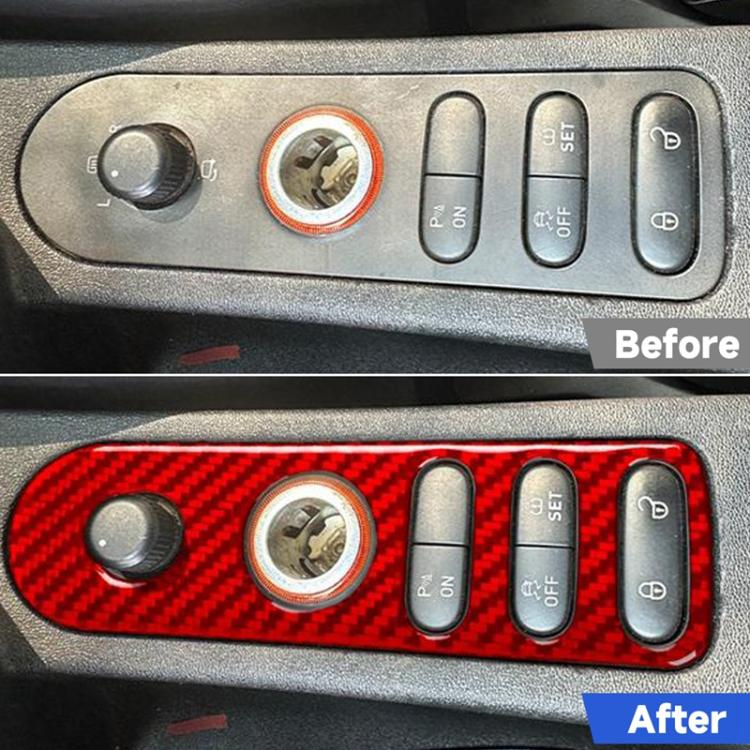 Carbon Fiber Car Rear Mirror Adjustment Switch Frame Decorative Sticker for SEAT Leon 2005-2012, Left and Right Driver