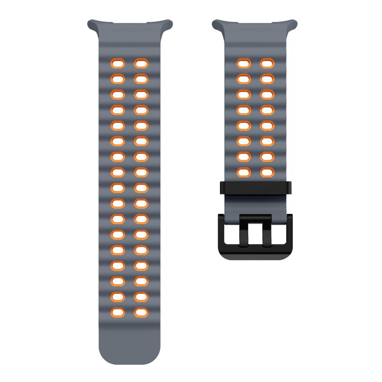 For Samsung Galaxy Watch Ultra 47mm / Ultra 2025 xDfind Black Buckle Ocean Two Color Dual-row Hole Silicone Watch Band