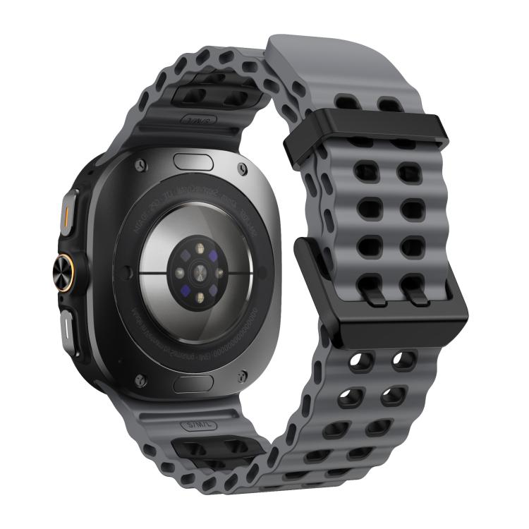 For Samsung Galaxy Watch Ultra 47mm / Ultra 2025 xDfind Black Buckle Ocean Two Color Dual-row Hole Silicone Watch Band