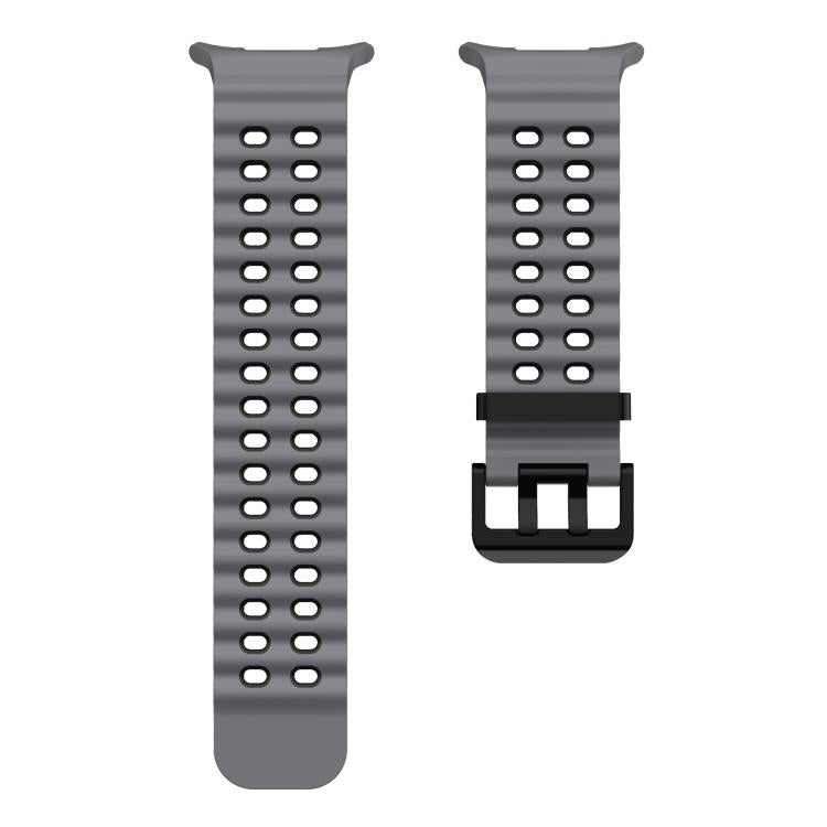 For Samsung Galaxy Watch Ultra 47mm / Ultra 2025 xDfind Black Buckle Ocean Two Color Dual-row Hole Silicone Watch Band