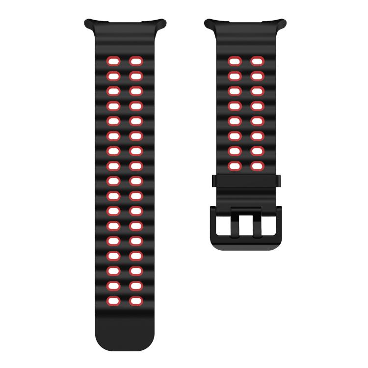 For Samsung Galaxy Watch Ultra 47mm / Ultra 2025 xDfind Black Buckle Ocean Two Color Dual-row Hole Silicone Watch Band