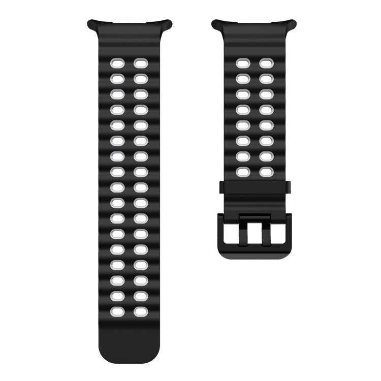 For Samsung Galaxy Watch Ultra 47mm / Ultra 2025 xDfind Black Buckle Ocean Two Color Dual-row Hole Silicone Watch Band