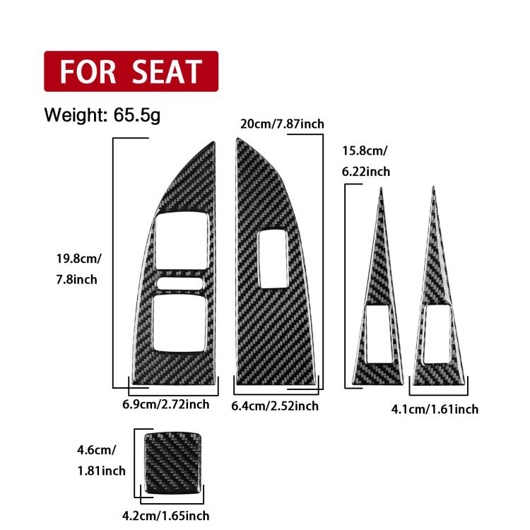 5pcs/Set Carbon Fiber Car Lifting Panel Decorative Sticker for SEAT Leon 2005-2012, Left Driver