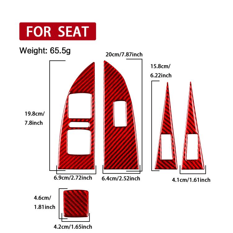 5pcs/Set Carbon Fiber Car Lifting Panel Decorative Sticker for SEAT Leon 2005-2012, Left Driver