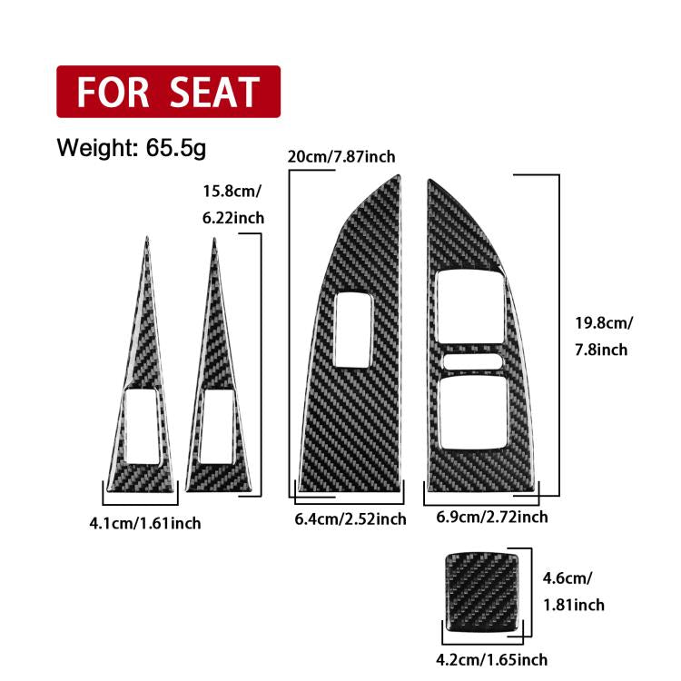 5pcs/Set Carbon Fiber Car Lifting Panel Decorative Sticker for SEAT Leon 2005-2012, Right Driver