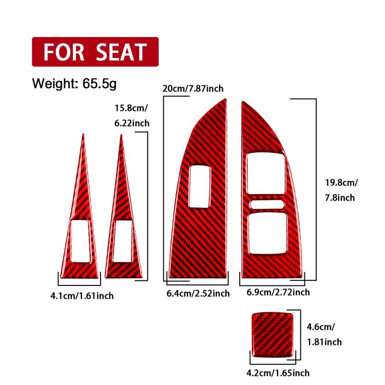 5pcs/Set Carbon Fiber Car Lifting Panel Decorative Sticker for SEAT Leon 2005-2012, Right Driver