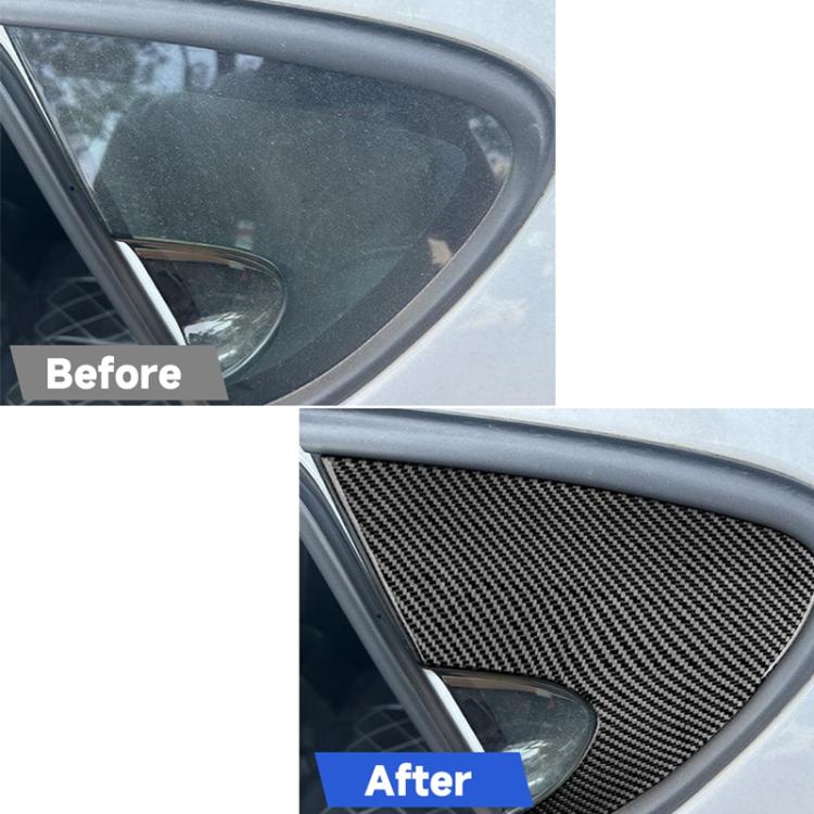 2pcs/Set Carbon Fiber Car Rear Triangle Window Decorative Sticker for SEAT Leon 2005-2012, Left and Right Driver