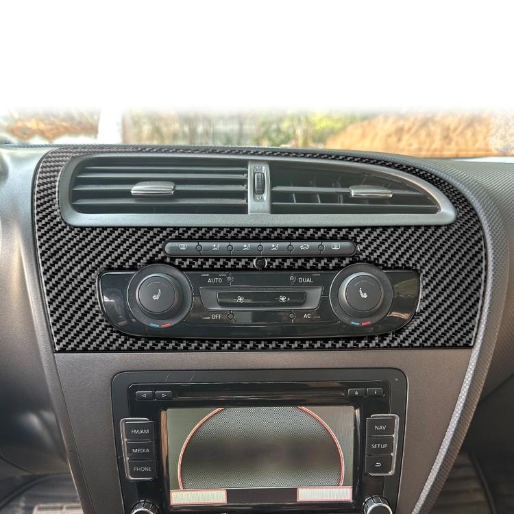 Carbon Fiber Car Center Console Air Conditioner Panel Decorative Sticker for SEAT Leon 2005-2012, Left Driver