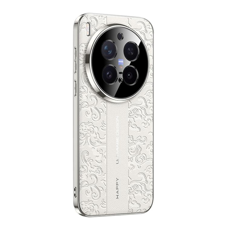 For vivo X300 Pro Cloud Dragon Pattern Plain Leather PC Phone Case