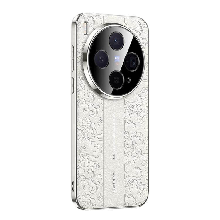 For vivo X300 Cloud Dragon Pattern Plain Leather PC Phone Case