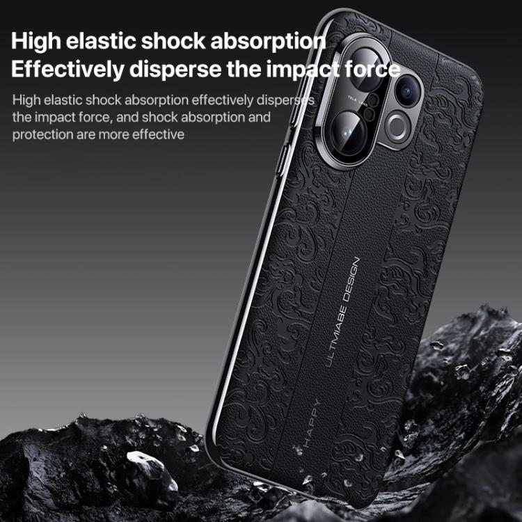 For vivo X300 Cloud Dragon Pattern Plain Leather PC Phone Case