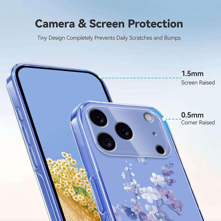 For iPhone 17 Pro Max Flower Pattern Painted TPU Phone Case