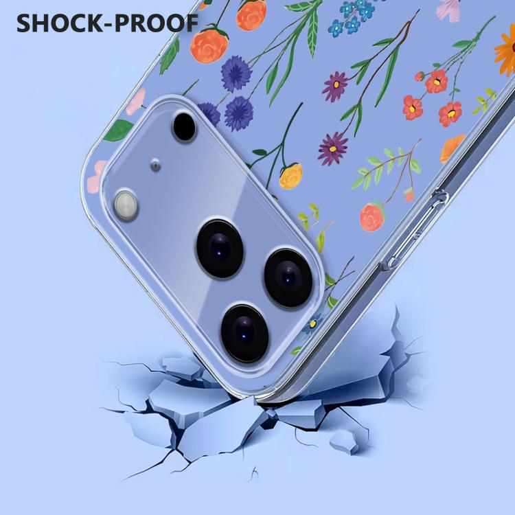 For iPhone 17 Pro Max Flower Pattern Painted TPU Phone Case