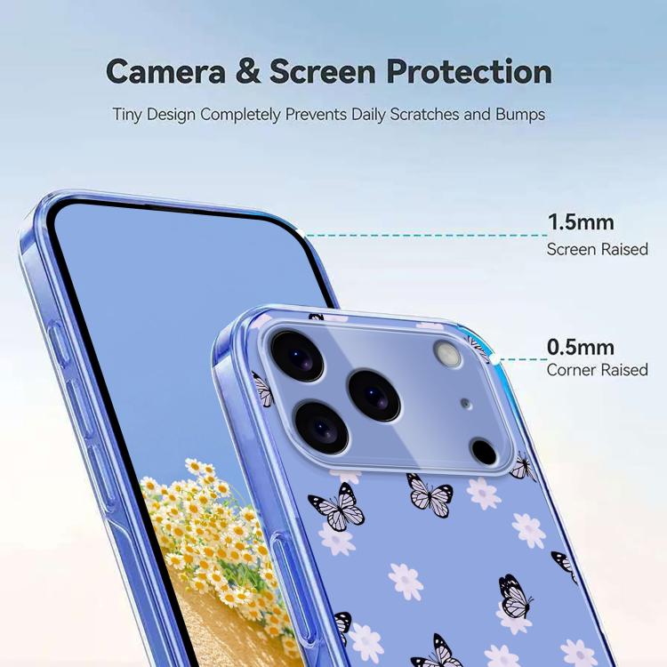 For iPhone 17 Pro Max Flower Pattern Painted TPU Phone Case
