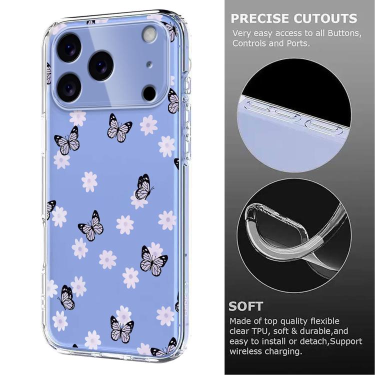 For iPhone 17 Pro Max Flower Pattern Painted TPU Phone Case