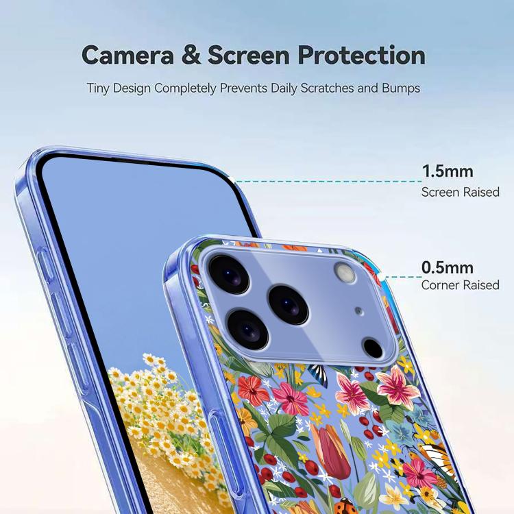 For iPhone 17 Pro Max Flower Pattern Painted TPU Phone Case