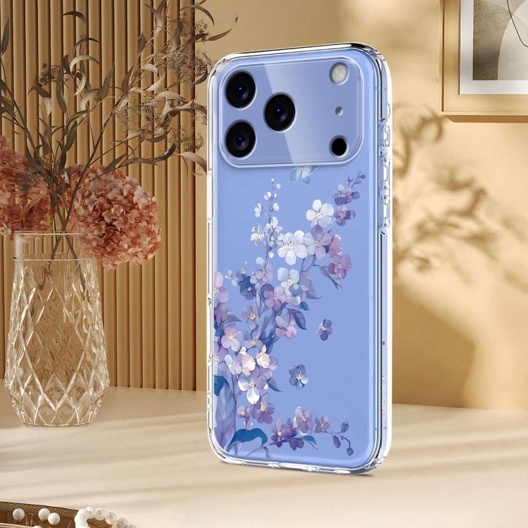 For iPhone 17 Pro Flower Pattern Painted TPU Phone Case