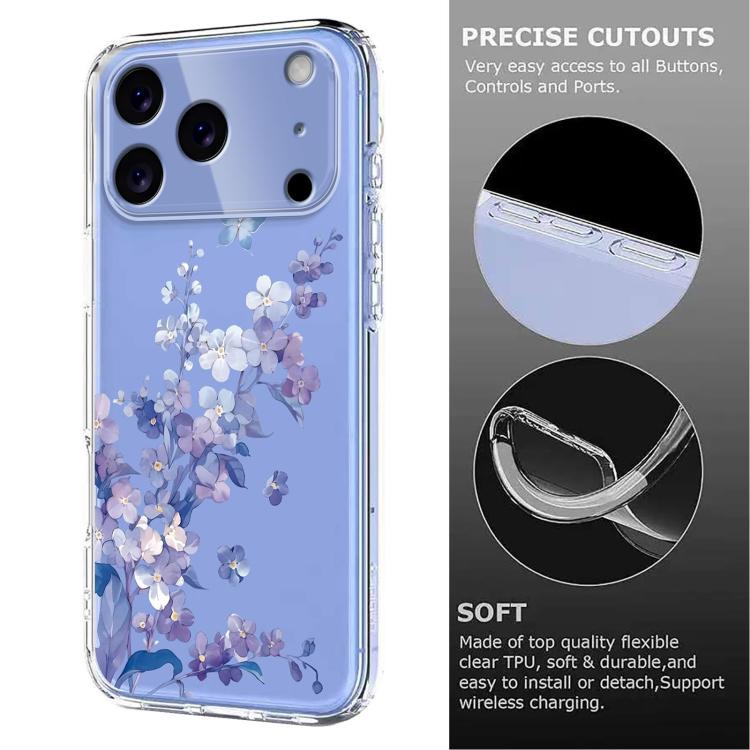 For iPhone 17 Pro Flower Pattern Painted TPU Phone Case
