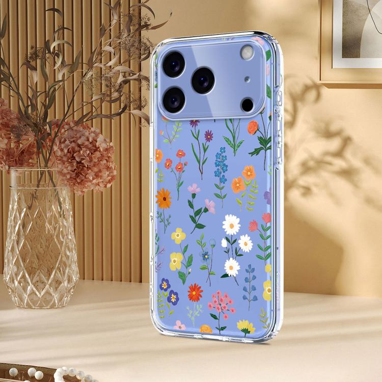 For iPhone 17 Pro Flower Pattern Painted TPU Phone Case