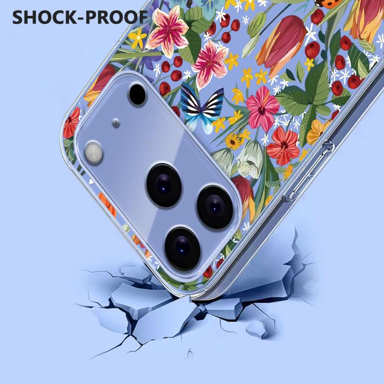 For iPhone 17 Pro Flower Pattern Painted TPU Phone Case