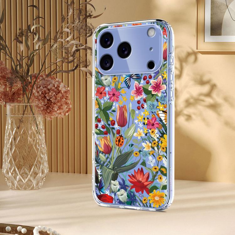 For iPhone 17 Pro Flower Pattern Painted TPU Phone Case