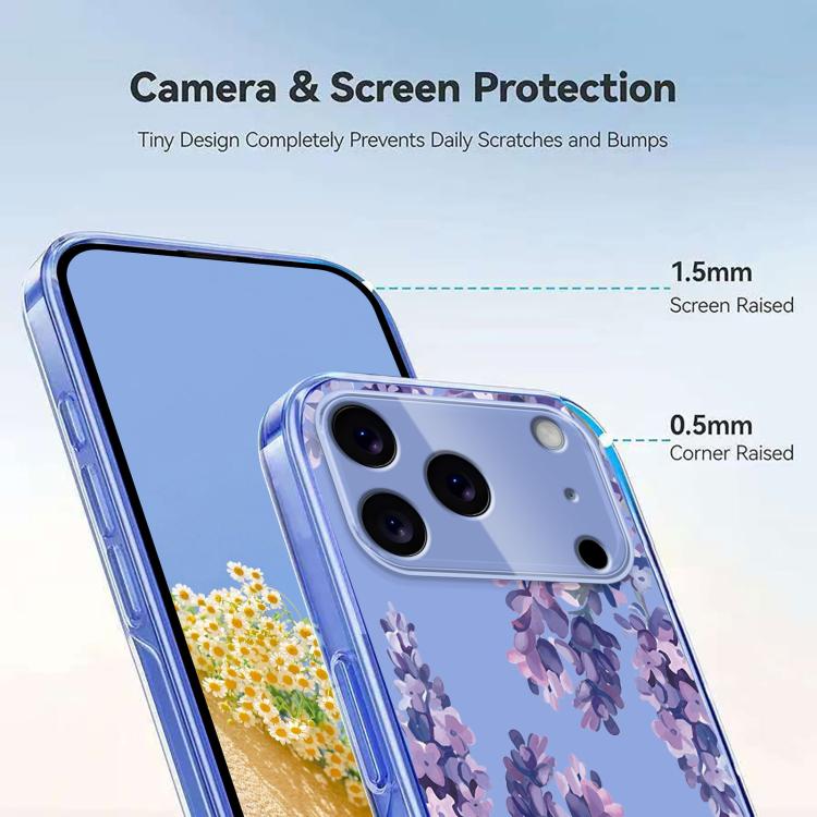 For iPhone 17 Pro Flower Pattern Painted TPU Phone Case