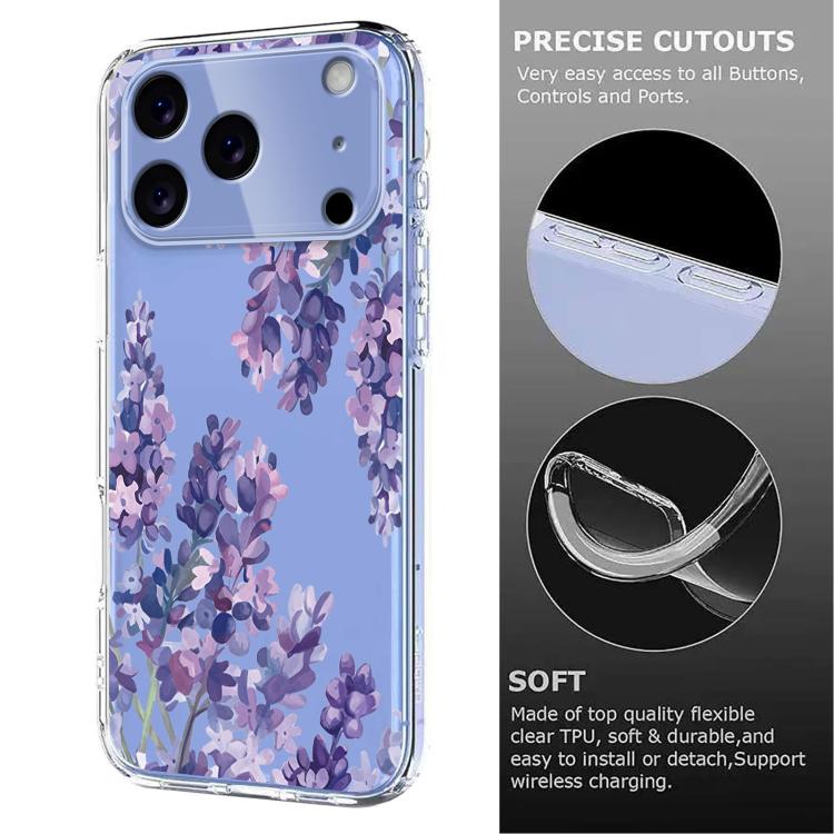 For iPhone 17 Pro Flower Pattern Painted TPU Phone Case