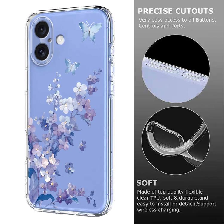 For iPhone 17 Flower Pattern Painted TPU Phone Case
